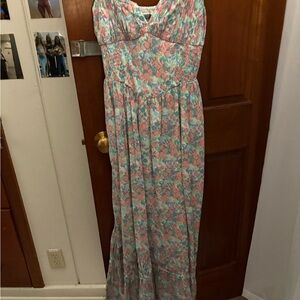 American Eagle Outfitters Floral Maxi Dress - Pink and Blue
